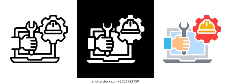Ilustração do vetor triplo do ícone da engenharia de ti