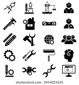 Engineering Icon in Vector Format. All Are 20 Icons. EPS Vector Template