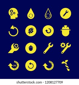 engineering icon. engineering vector icons set hydraulic energy, wrench, screw and update hours