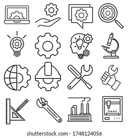 Engineering Construction Line Icon Set Vector Stock Vector (Royalty ...