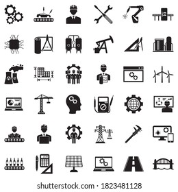 Engineering Icons. Black Flat Design. Vector Illustration.