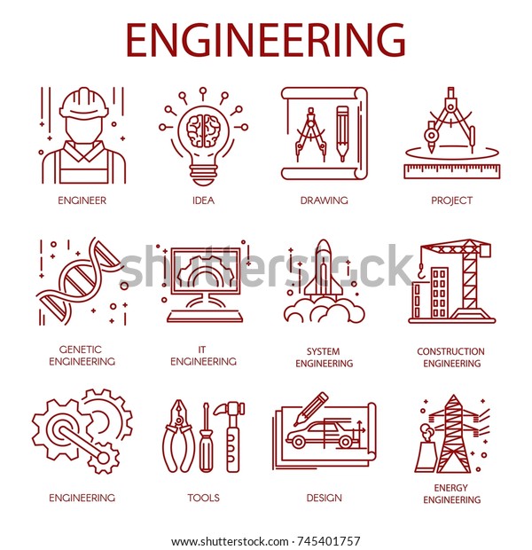 Engineering icons for construction building\
or plan drawing and energy\
technology.