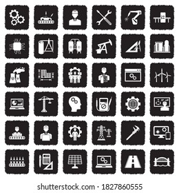 Engineering Icons. Grunge Black Flat Design. Vector Illustration.