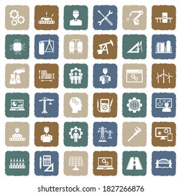 Engineering Icons. Grunge Color Flat Design. Vector Illustration.
