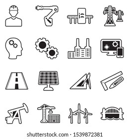 Engineering Icons. Line With Fill Design. Vector Illustration.