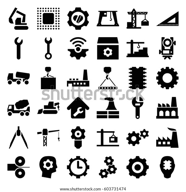 Engineering Icons Set Set 36 Engineering Stock Vector (royalty Free 