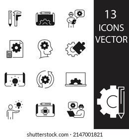 Engineering icons set . Engineeringy pack symbol vector elements for infographic web