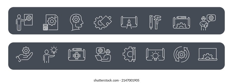 Engineering icons set . Engineeringy pack symbol vector elements for infographic web
