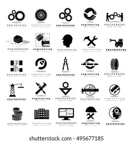 Engineering Icons Set - Isolated On White Background - Vector Illustration, Graphic Design. For Web, Websites, Print, Presentation Templates, App, Mobile Applications And Promotional Materials