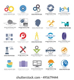Juego De Iconos De Ingeniería, Aislados En Fondo Blanco, Ilustración Vectorial, Diseño Gráfico. Para Web, Sitios Web, Impresión, Plantillas De Presentación, Aplicaciones, Aplicaciones Móviles Y Materiales Promocionales