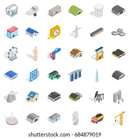Engineering icons set, isometric style