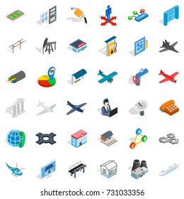 Engineering icons set. Isometric style of 36 engineering vector icons for web isolated on white background