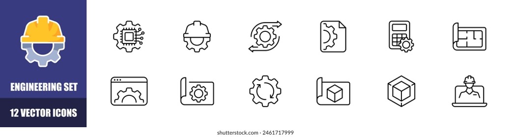 Engineering icons set. Linear style. Vector icons