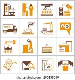 engineering icons set, engineering project management icons, orange theme