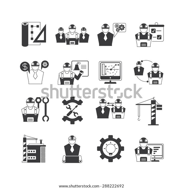 Engineering Icons Set Engineering Project Management Stock Vector ...