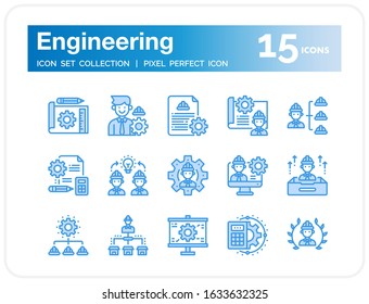 Engineering Icons Set. UI Pixel Perfect Well-crafted Vector Thin Line Icons. The illustrations are a vector.