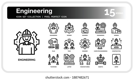 Engineering  Icons Set. UI Pixel Perfect Well-crafted Vector Thin Line Icons. The illustrations are a vector.