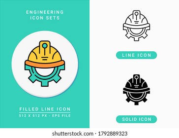 Los iconos de ingeniería establecen la ilustración vectorial con el estilo de línea de icono sólido. Símbolo del engranaje del volante. Icono de trazo editable en fondo aislado para diseño web, interfaz de usuario y aplicación móvil