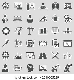 Engineering Icons. Sticker Design. Vector Illustration.