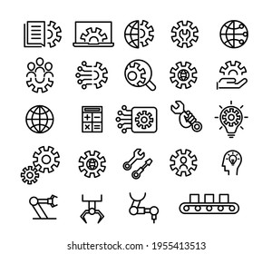 Engineering icons, technology, development and innovation icon set outline. AI concept. Vector illustration, clip art.