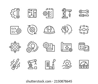 Engineering Icons - Vector Line. Editable Stroke. 