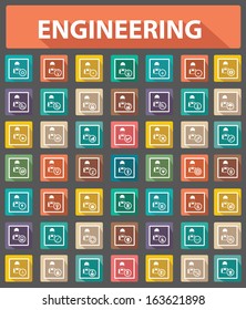 Engineering icons,Retro style,Colorful version,vector