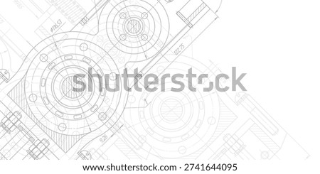 Engineering ideas and innovations. Technical drawing. Technological background . Vector illustration .