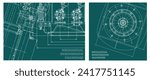 Engineering illustration set. Cover, flyer, banner, background