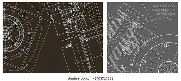 Conjunto de ilustraciones de ingeniería. Portada, volante, pancarta, fondo