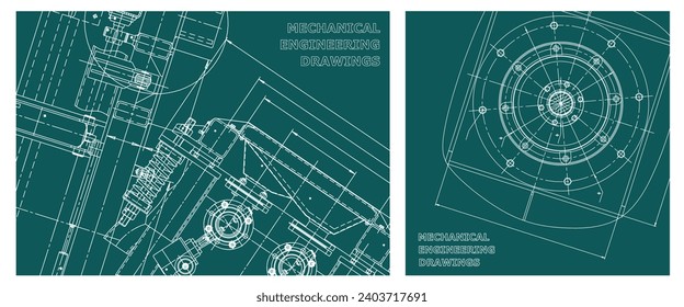 Conjunto de ilustraciones de ingeniería. Portada, volante, pancarta, fondo