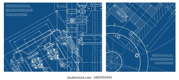 Conjunto de ilustraciones de ingeniería. Portada, volante, pancarta, fondo