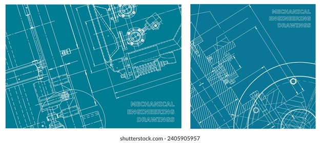 Engineering illustration set. Cover, flyer, banner, background