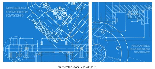 Engineering illustration set. Cover, flyer, banner, background