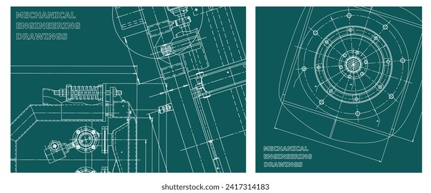 Engineering illustration set. Cover, flyer, banner, background