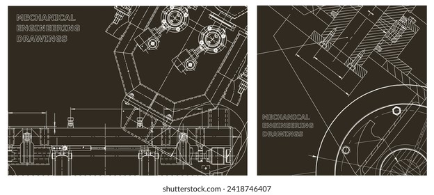 Conjunto de ilustraciones de ingeniería. Portada, volante, pancarta, fondo