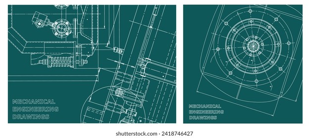 Conjunto de ilustraciones de ingeniería. Portada, volante, pancarta, fondo