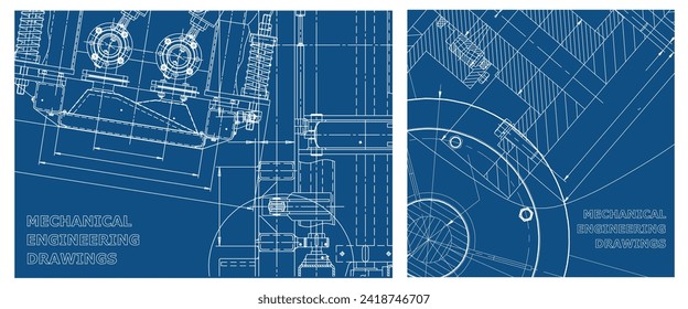 Conjunto de ilustraciones de ingeniería. Portada, volante, pancarta, fondo