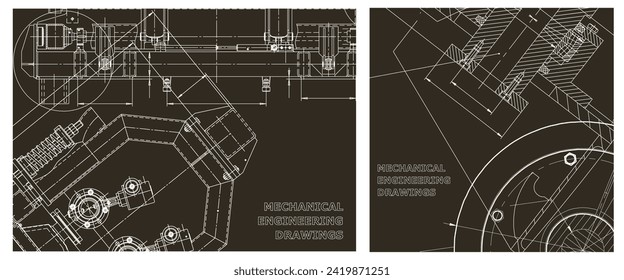 Engineering illustration set. Cover, flyer, banner, background