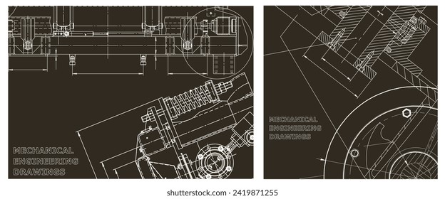 Conjunto de ilustraciones de ingeniería. Portada, volante, pancarta, fondo