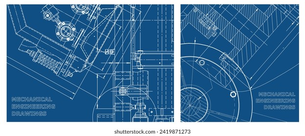 Conjunto de ilustraciones de ingeniería. Portada, volante, pancarta, fondo