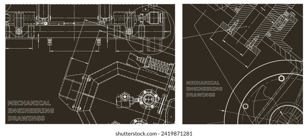 Conjunto de ilustraciones de ingeniería. Portada, volante, pancarta, fondo
