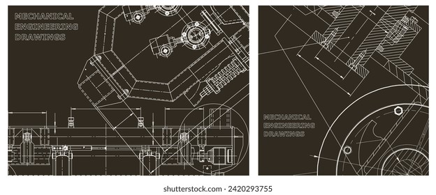 Engineering illustration set. Cover, flyer, banner, background