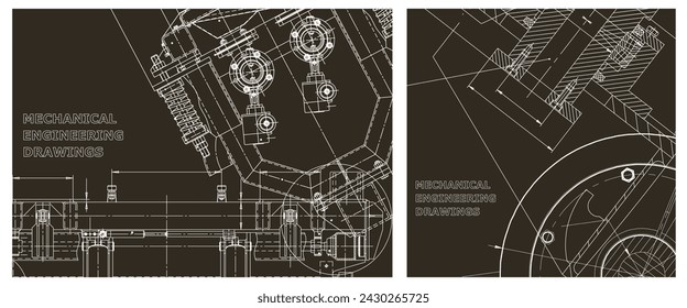 Engineering illustration set. Cover, flyer, banner, background