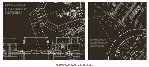 Engineering illustration set. Cover, flyer, banner, background
