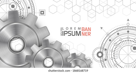 Engineering industrial background .Rotating gear mechanism.Industrial concept of the future.Geometric rhombuses.Vector illustration.	