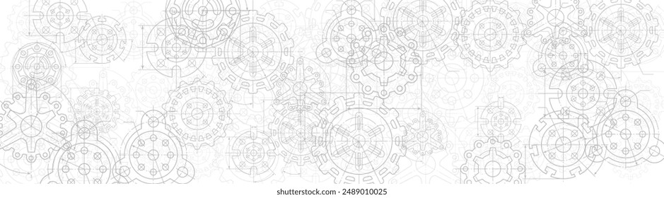 Antecedentes industriales de ingeniería de Elementos de dibujo técnico. Anuncio de luz Horizontal para diseño conceptual de ingeniería, industrial, tecnología o automatización.