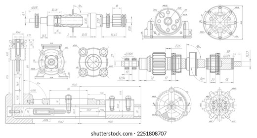  Engineering industrial background.Technical drawing .Technology banner.Vector illustration .