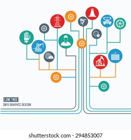 Engineering and industry concept,Line tree info graphic design,clean vector