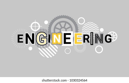 Engineering Industry Technology Web Banner Abstract Template Background With Gears Vector Illustration