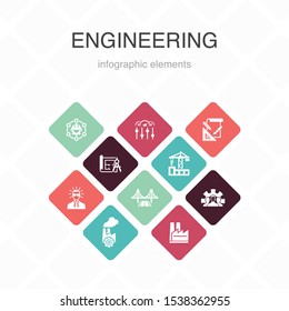 engineering Infographic 10 option color design.design, professional, System Control, Infrastructure simple icons